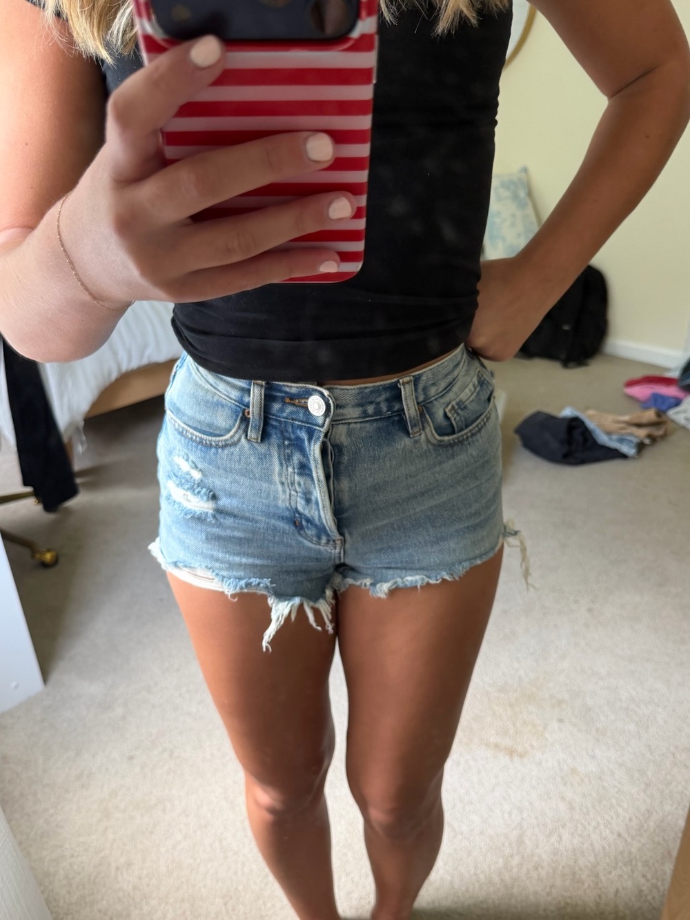 PacSun Light Blue Distressed Denim Cutoff Shorts